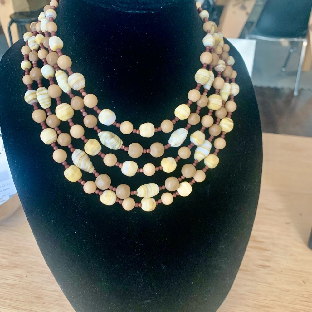 Elegant Multi-Strand Stone and Bead Necklace